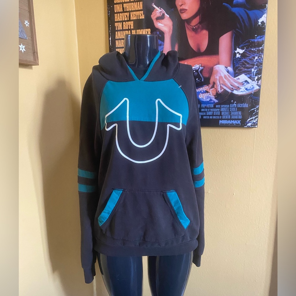 True Religion Turquoise Fleece with Logo Patch